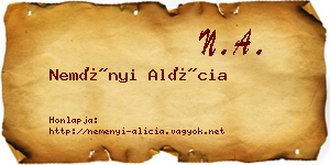 Neményi Alícia névjegykártya